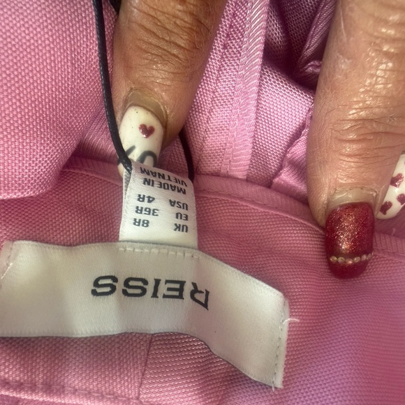 NWT Reiss Raine Tailored Pink Wide-Leg Linen Blend Trouser Pants - Picture 15 of 16